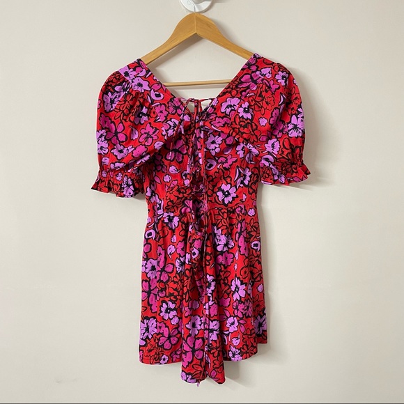 Pink Printed Romper with String Back - Picture 3 of 9